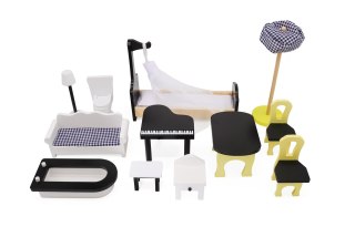 Drewniany Domek Dla Lalek Kik LED 3 Piętra Duży 122 cm Mebelki Akcesoria