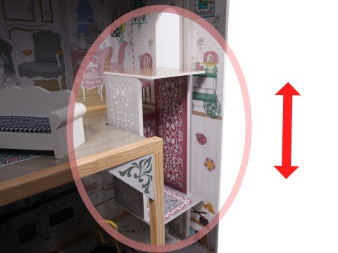 Drewniany Domek Dla Lalek Kik LED 3 Piętra Duży 122 cm Mebelki Akcesoria Drewniany Domek Dla Lalek Kik LED 3 Piętra Duży 122 cm Mebelki Akcesoria