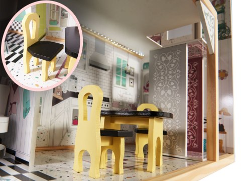 Drewniany Domek Dla Lalek Kik LED 3 Piętra Duży 122 cm Mebelki Akcesoria Drewniany Domek Dla Lalek Kik LED 3 Piętra Duży 122 cm Mebelki Akcesoria