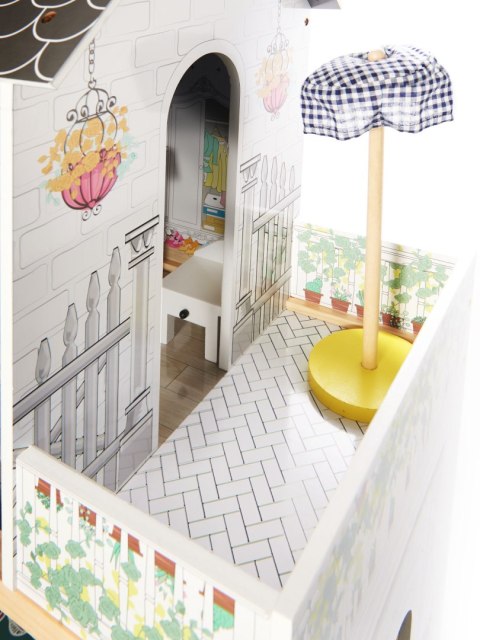 Drewniany Domek Dla Lalek Kik LED 3 Piętra Duży 122 cm Mebelki Akcesoria Drewniany Domek Dla Lalek Kik LED 3 Piętra Duży 122 cm Mebelki Akcesoria