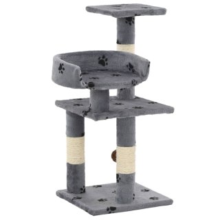 Drapak Dla Kota Szary W Łapki – Z Platformami, Sizalowe Słupki 65 cm