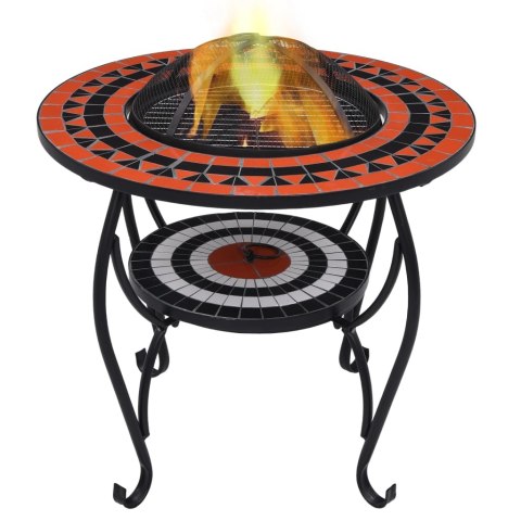Palenisko z Grillem i Stolikiem – Ozdobna Mozaika, Czarno-Terakotowe, 68 cm Palenisko z Grillem i Stolikiem – Ozdobna Mozaika, Czarno-Terakotowe, 68 cm