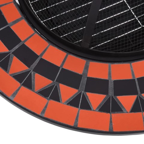 Palenisko z Grillem i Stolikiem – Ozdobna Mozaika, Czarno-Terakotowe, 68 cm Palenisko z Grillem i Stolikiem – Ozdobna Mozaika, Czarno-Terakotowe, 68 cm