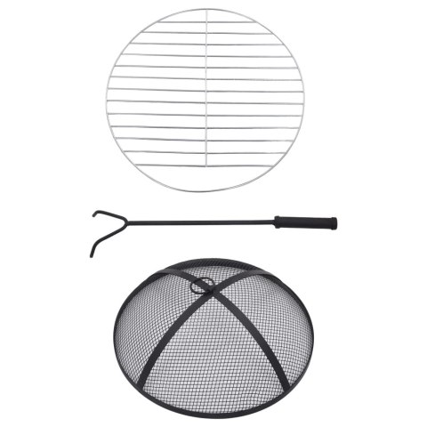 Palenisko z Grillem i Stolikiem – Ozdobna Mozaika, Czarno-Terakotowe, 68 cm Palenisko z Grillem i Stolikiem – Ozdobna Mozaika, Czarno-Terakotowe, 68 cm