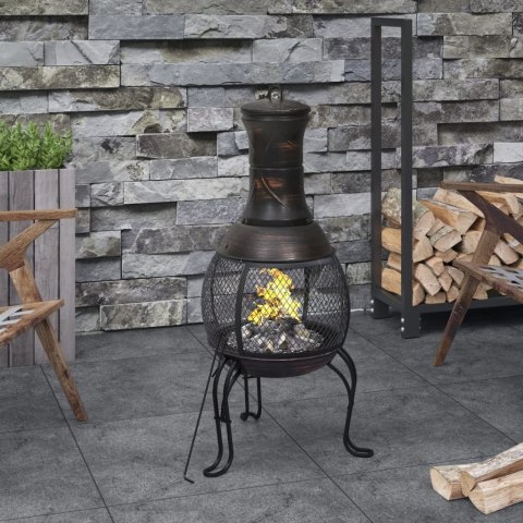 Piecyk Ogrodowy Stalowy Z Kominem i Pogrzebaczem 39x90 cm