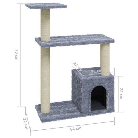 Kompaktowy drapak dla kota – słupki sizalowe, domek, 54x22x70 cm Kompaktowy drapak dla kota – słupki sizalowe, domek, 54x22x70 cm