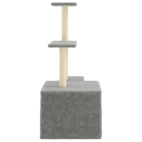 Drapak Dla Kota 110 cm – Jasnoszary z Sizalowymi Słupkami i Domkiem Drapak Dla Kota 110 cm – Jasnoszary z Sizalowymi Słupkami i Domkiem