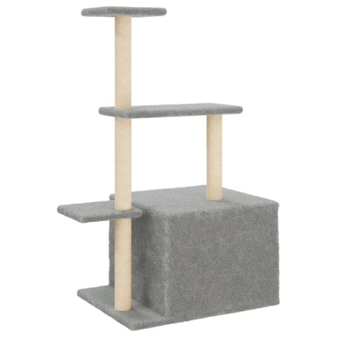 Drapak Dla Kota 110 cm – Jasnoszary z Sizalowymi Słupkami i Domkiem Drapak Dla Kota 110 cm – Jasnoszary z Sizalowymi Słupkami i Domkiem