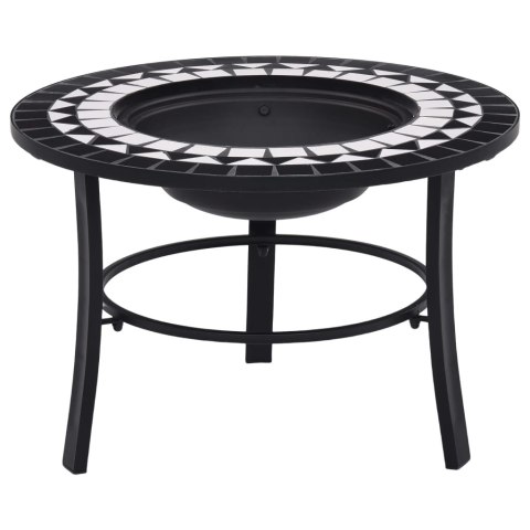 Palenisko Ogrodowe Z Blatem 68x68 cm – Stal, Ceramika, Grill, Czarno-białe