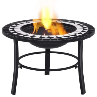 Palenisko Ogrodowe Z Blatem 68x68 cm – Stal, Ceramika, Grill, Czarno-białe