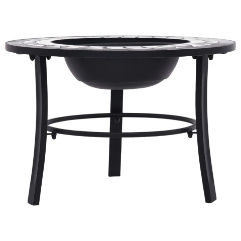 Palenisko Ogrodowe Z Blatem 68x68 cm – Stal, Ceramika, Grill, Czarno-białe