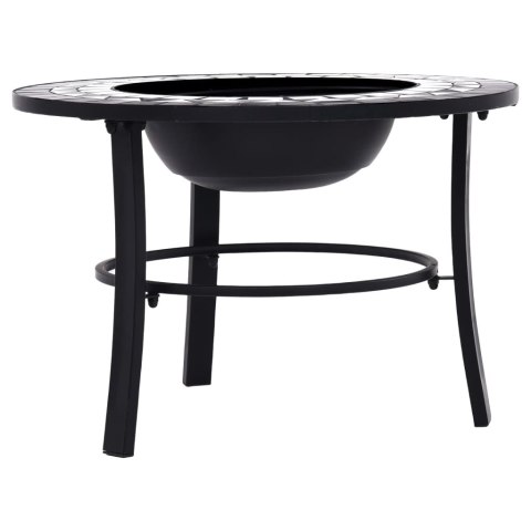 Palenisko Ogrodowe Z Blatem 68x68 cm – Stal, Ceramika, Grill, Czarno-białe