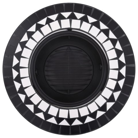 Palenisko Ogrodowe Z Blatem 68x68 cm – Stal, Ceramika, Grill, Czarno-białe
