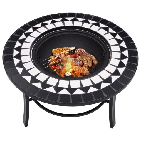 Palenisko Ogrodowe Z Blatem 68x68 cm – Stal, Ceramika, Grill, Czarno-białe