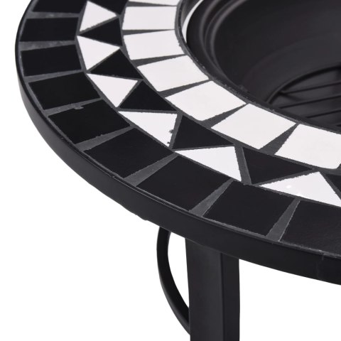 Palenisko Ogrodowe Z Blatem 68x68 cm – Stal, Ceramika, Grill, Czarno-białe