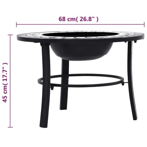 Palenisko Ogrodowe Z Blatem 68x68 cm – Stal, Ceramika, Grill, Czarno-białe