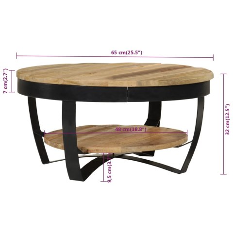 Stolik Kawowy z Drewna Mango 65 cm – Industrialny Styl, Unikalny Design