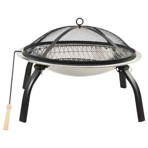 Palenisko i Grill 2-w-1 z Pogrzebaczem – 56 x 56 x 49 cm, Stal Palenisko i Grill 2-w-1 z Pogrzebaczem – 56 x 56 x 49 cm, Stal