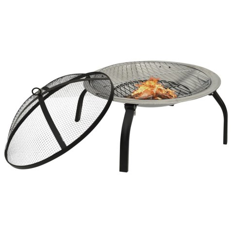 Palenisko i Grill 2-w-1 z Pogrzebaczem – 56 x 56 x 49 cm, Stal Palenisko i Grill 2-w-1 z Pogrzebaczem – 56 x 56 x 49 cm, Stal