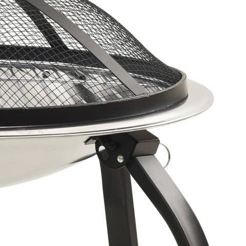 Palenisko i Grill 2-w-1 z Pogrzebaczem – 56 x 56 x 49 cm, Stal Palenisko i Grill 2-w-1 z Pogrzebaczem – 56 x 56 x 49 cm, Stal