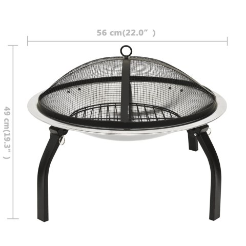 Palenisko i Grill 2-w-1 z Pogrzebaczem – 56 x 56 x 49 cm, Stal Palenisko i Grill 2-w-1 z Pogrzebaczem – 56 x 56 x 49 cm, Stal