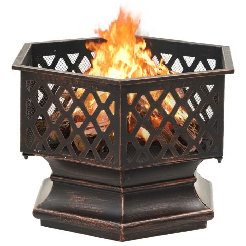 Szczotkowane Palenisko Ogrodowe Stalowe 62x54x56 cm – Rustykalny Styl, Pokrywa, Pogrzebacz Szczotkowane Palenisko Ogrodowe Stalowe 62x54x56 cm – Rustykalny Styl, Pokrywa, Pogrzebacz