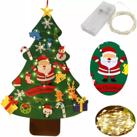 Mata Choinka Filcowa Z Led Dekoracja Świąteczna 85x63cm 26 Elementów