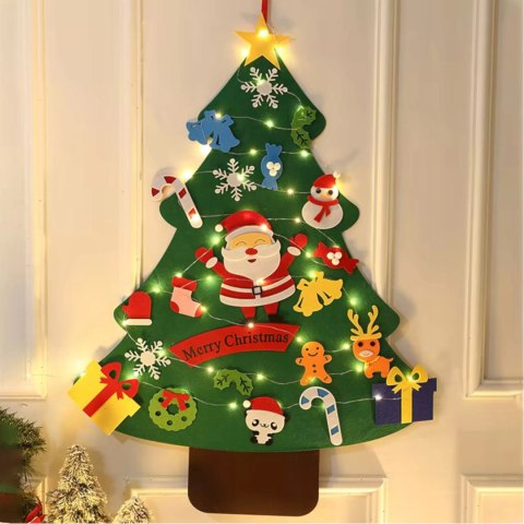 Mata Choinka Filcowa Z Led Dekoracja Świąteczna 85x63cm 26 Elementów