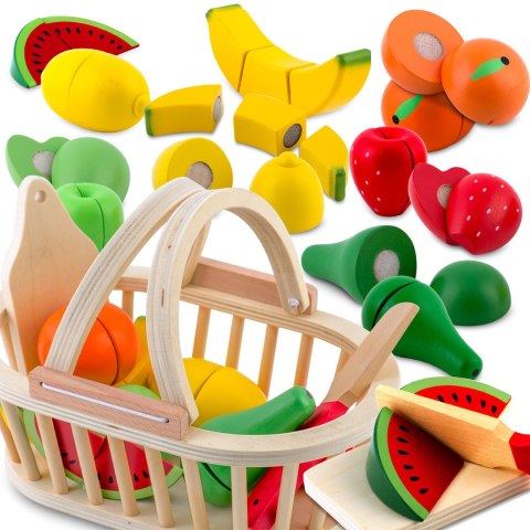 Zabawka drewniana koszyk z owocami do krojenia – 9 elementów RicoKids Zabawka drewniana koszyk z owocami do krojenia – 9 elementów RicoKids