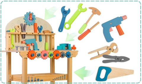 Drewniany Warsztat dla Dzieci RicoKids Stół Narzędzia Montessori