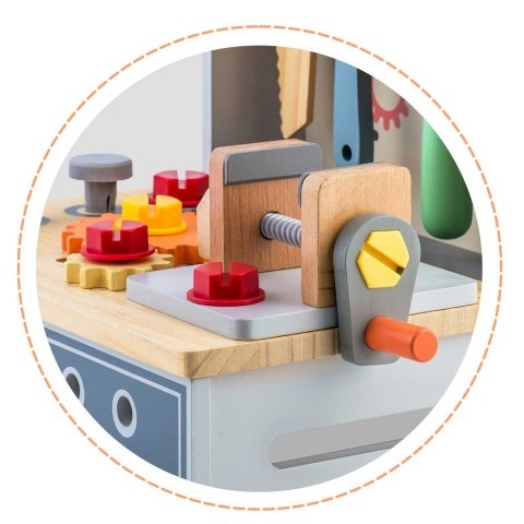 Drewniany Warsztat Dla Dzieci RicoKids Narzędzia Stół 3w1 Montessori