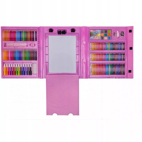 Walizka Artystyczna 203el Różowa Dla Dzieci Kredki Flamastry Farby Sztaluga