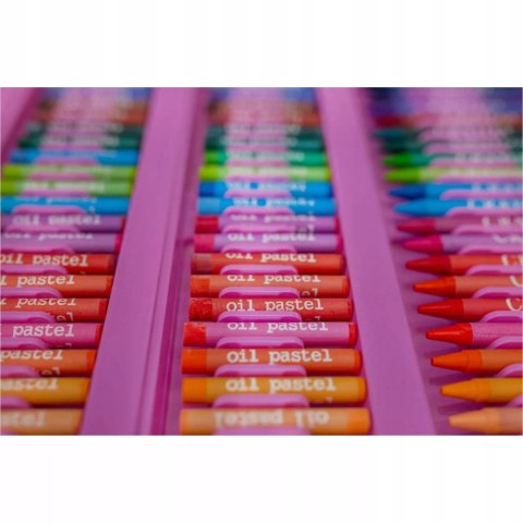 Walizka Artystyczna 203el Różowa Dla Dzieci Kredki Flamastry Farby Sztaluga