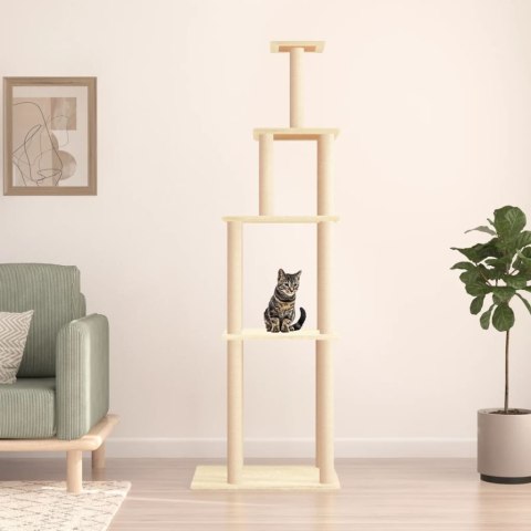 Wysoki drapak dla kota z platformami i pluszem – 183 cm, kremowy Wysoki drapak dla kota z platformami i pluszem – 183 cm, kremowy