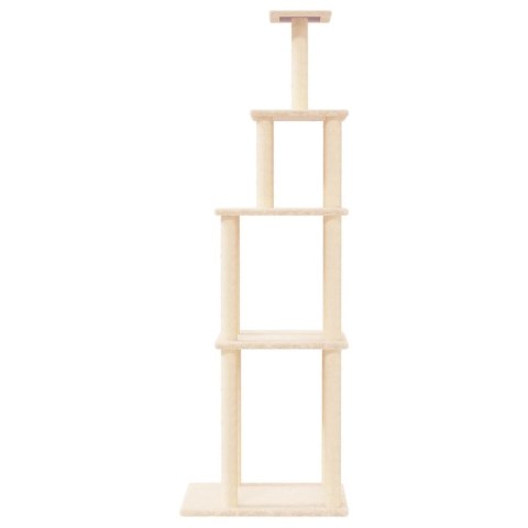 Wysoki drapak dla kota z platformami i pluszem – 183 cm, kremowy Wysoki drapak dla kota z platformami i pluszem – 183 cm, kremowy