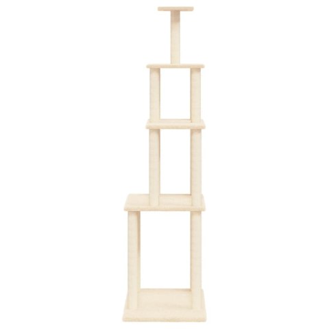 Wysoki drapak dla kota z platformami i pluszem – 183 cm, kremowy Wysoki drapak dla kota z platformami i pluszem – 183 cm, kremowy
