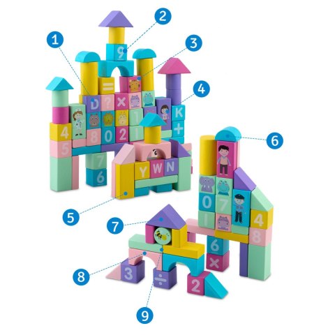 Drewniane klocki edukacyjne Ricokids 100 szt. Montessori Drewniane klocki edukacyjne Ricokids 100 szt. Montessori