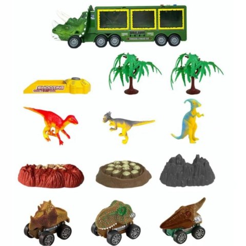 Ciężarówka Dinozaur TIR Laweta Z Otwieraną Naczepą – Autka Dinozaury Z Dźwiękiem