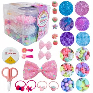 Zestaw Koraliki Biżuteria Walizka 3 Warstwy Zawieszki Żyłka Nożyczki