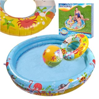 Bestway 51124 Basen Brodzik 3w! 122 Cm Zestaw Z Kołem I Piłką