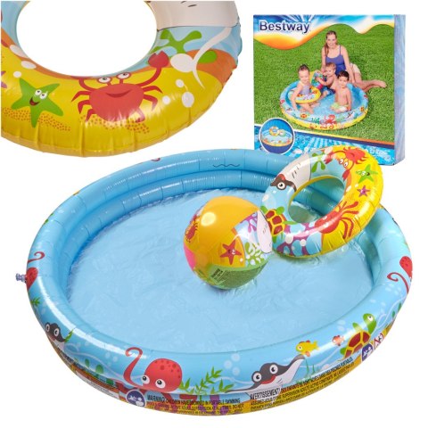 Bestway 51124 Basen Brodzik 3w! 122 Cm Zestaw Z Kołem I Piłką