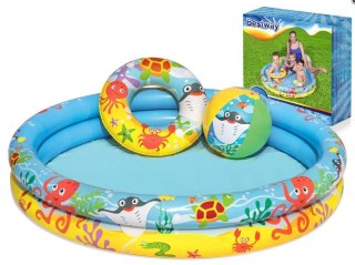 Bestway 51124 Basen Brodzik 3w! 122 Cm Zestaw Z Kołem I Piłką