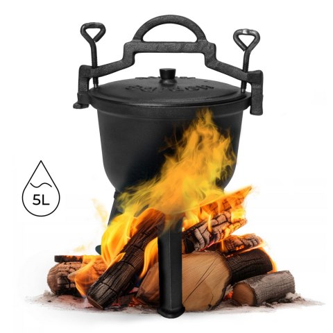 Kociołek Żeliwny Stojący 5L MultiGarden – Garnek Myśliwski na Ognisko i Grill Kociołek Żeliwny Stojący 5L MultiGarden – Garnek Myśliwski na Ognisko i Grill
