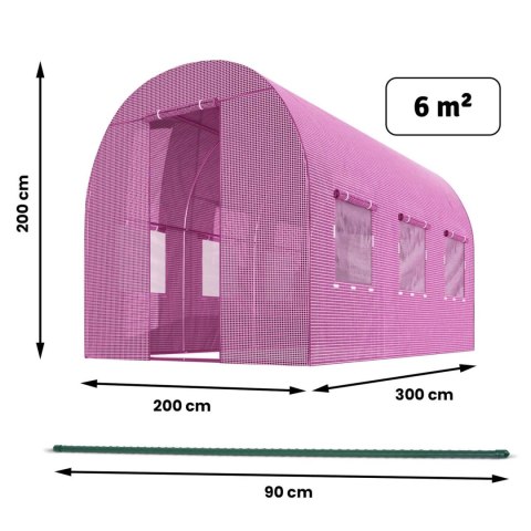Tunel ogrodowy Szklarnia z różową folią UV + akcesoria 2x3m – Plonos 6 m² Tunel ogrodowy Szklarnia z różową folią UV + akcesoria 2x3m – Plonos 6 m²