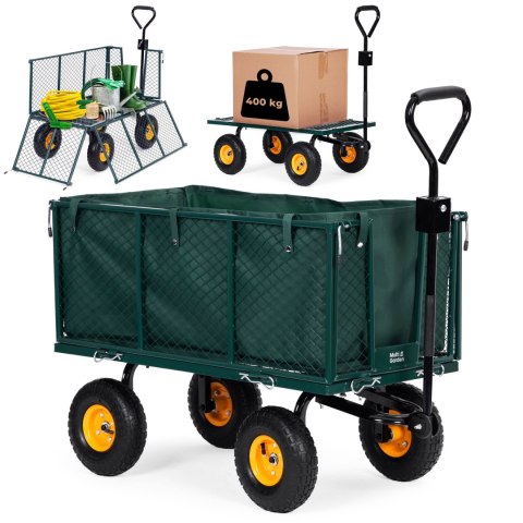 Wózek Transportowy Ogrodowy MultiGarden – 400 kg, Otwierane Burty i Koła Pompowane