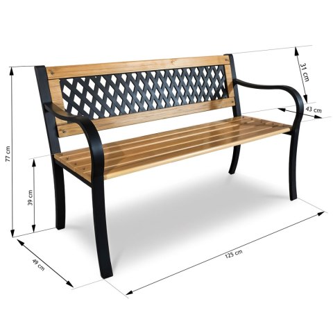 Ławka ogrodowa Sofotel Elion – solidna metalowa konstrukcja z drewnem, 125 cm Ławka ogrodowa Sofotel Elion – solidna metalowa konstrukcja z drewnem, 125 cm