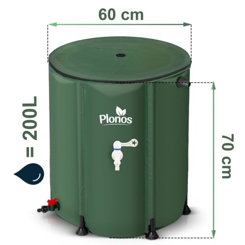 Zbiornik na deszczówkę PVC – składany, odporny na UV, 200 l Plonos Zbiornik na deszczówkę PVC – składany, odporny na UV, 200 l Plonos