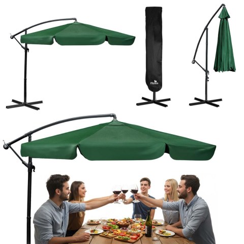 Parasol Ogrodowy z pokrowcem Plonos 350 cm 6 segmentowy Regulowany Zielony Parasol Ogrodowy z pokrowcem Plonos 350 cm 6 segmentowy Regulowany Zielony