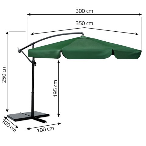 Parasol Ogrodowy z pokrowcem Plonos 350 cm 6 segmentowy Regulowany Zielony Parasol Ogrodowy z pokrowcem Plonos 350 cm 6 segmentowy Regulowany Zielony
