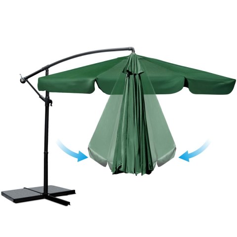 Parasol Ogrodowy z pokrowcem Plonos 350 cm 6 segmentowy Regulowany Zielony Parasol Ogrodowy z pokrowcem Plonos 350 cm 6 segmentowy Regulowany Zielony